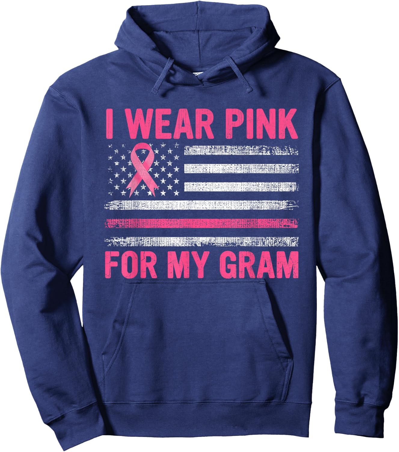 I Wear Pink For My Gram Breast Cancer Awareness Support Hoodie - Hoodie | Navy