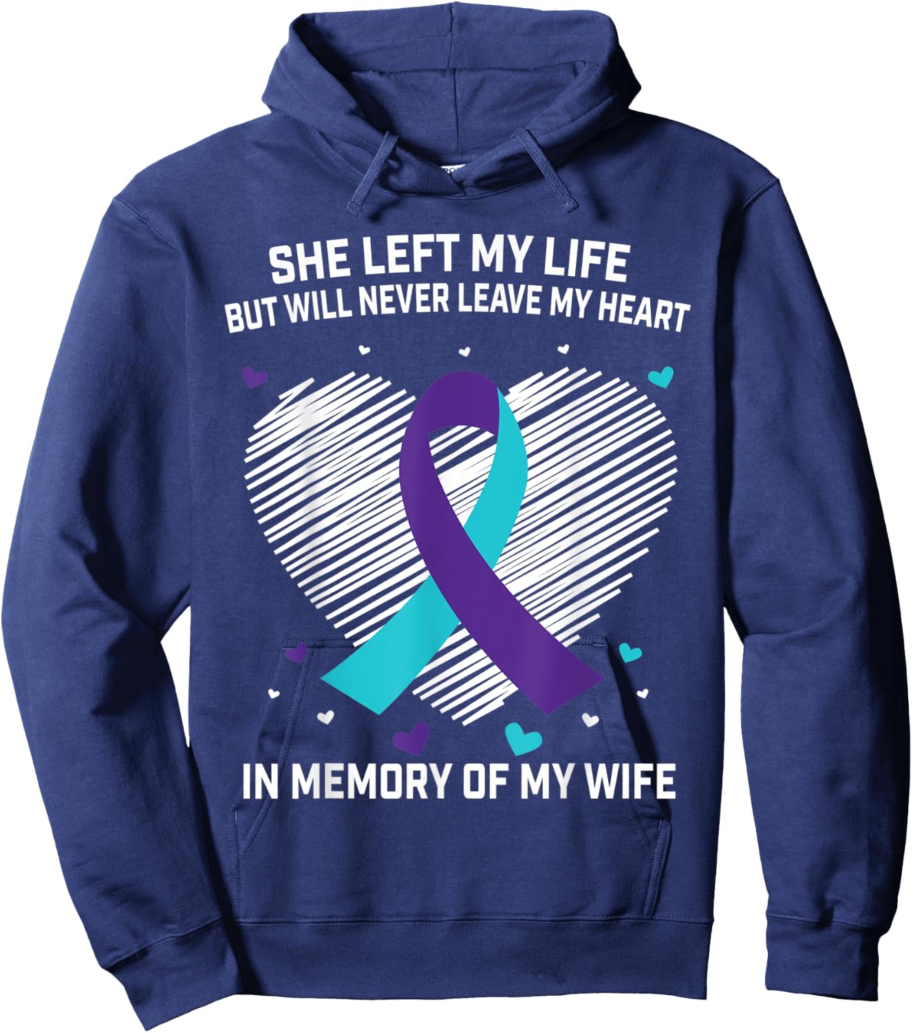In Memory of Wife Suicide Awareness Prevention Men Husband Hoodie - Hoodie | Navy