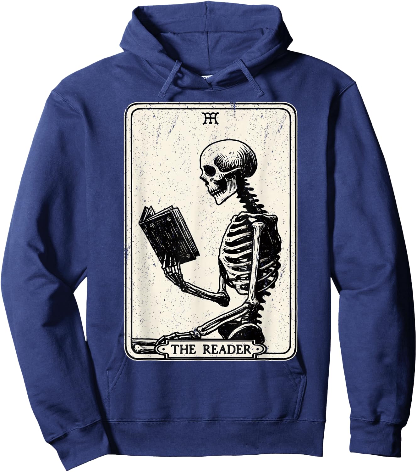 The Reader Tarot Card Funny Book Lover Skeleton Reading Book Hoodie - Hoodie | Navy