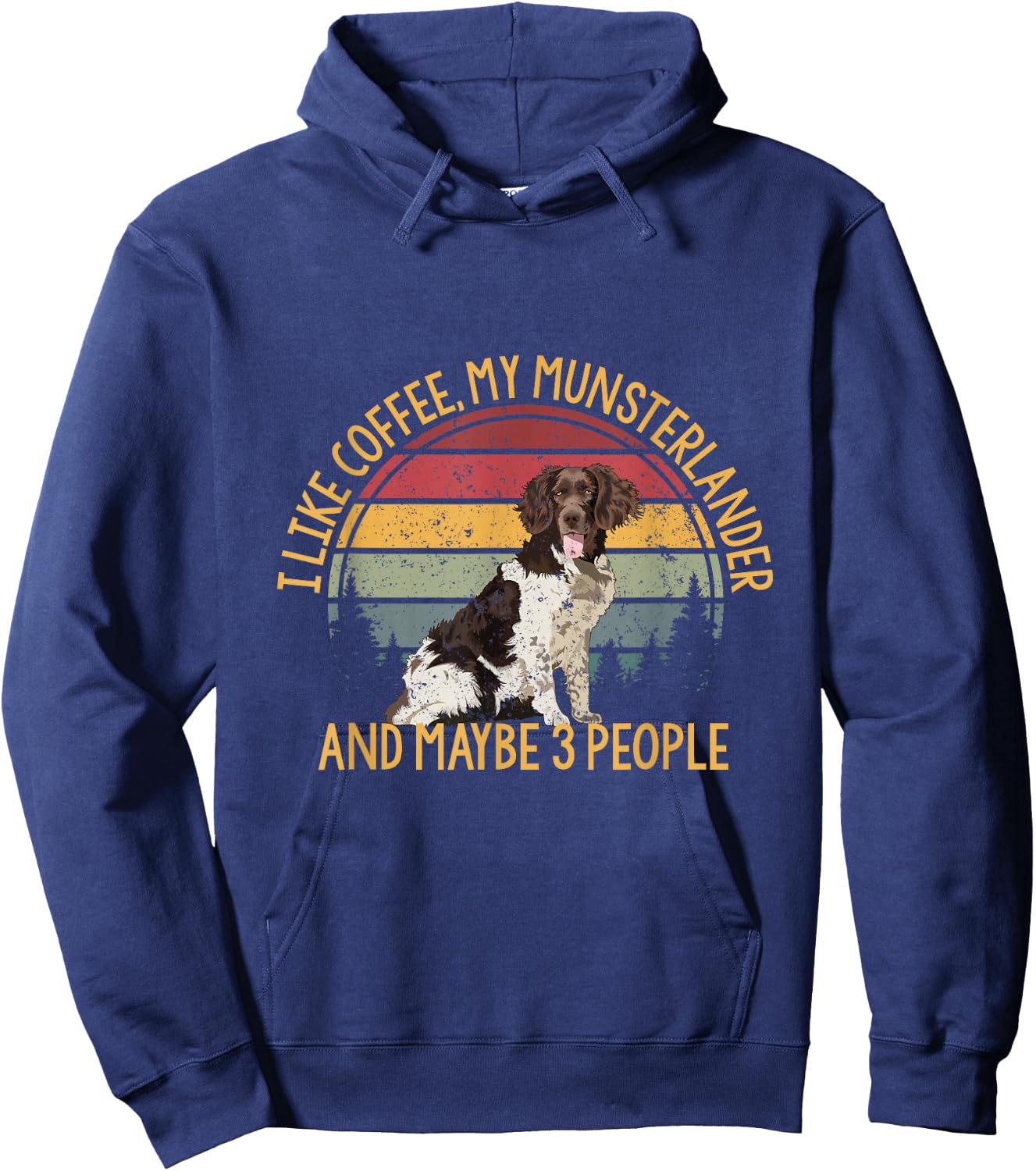 Coffee and my munsterlander Münsterländer 3 people dog Hoodie - Hoodie | Navy