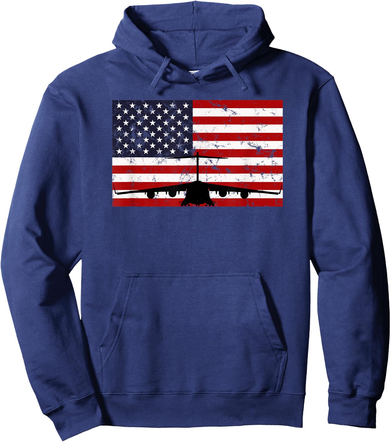 Patriotic C-17 Globemaster jet American flag Hoodie - Hoodie | Navy