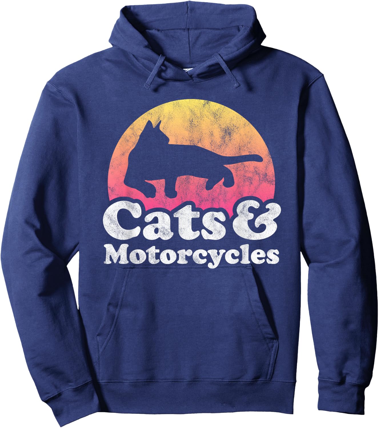 Cats and Motorcycles Men's or Women's Cat and Motorcycle Hoodie - Hoodie | Navy