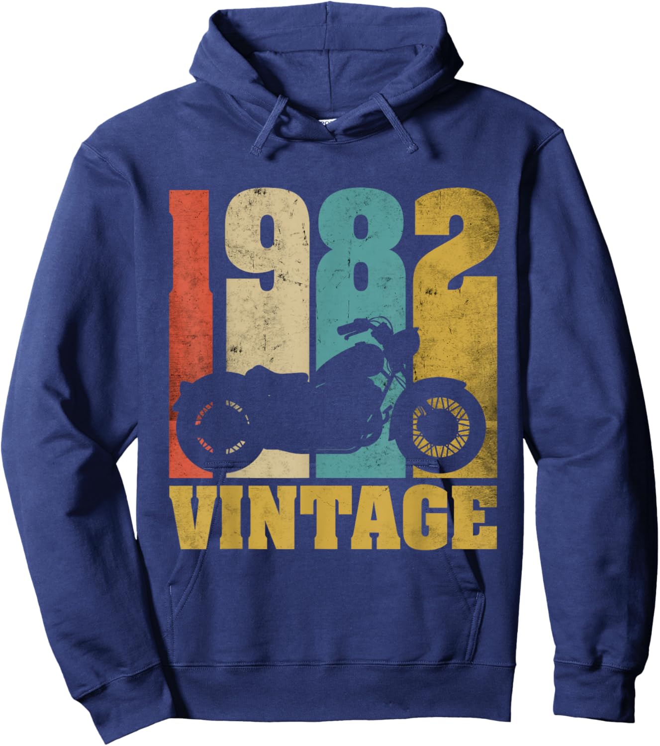 43rd Birthday Motorcycle Dad Biker Gift Vintage 1982 Hoodie - Hoodie | Navy