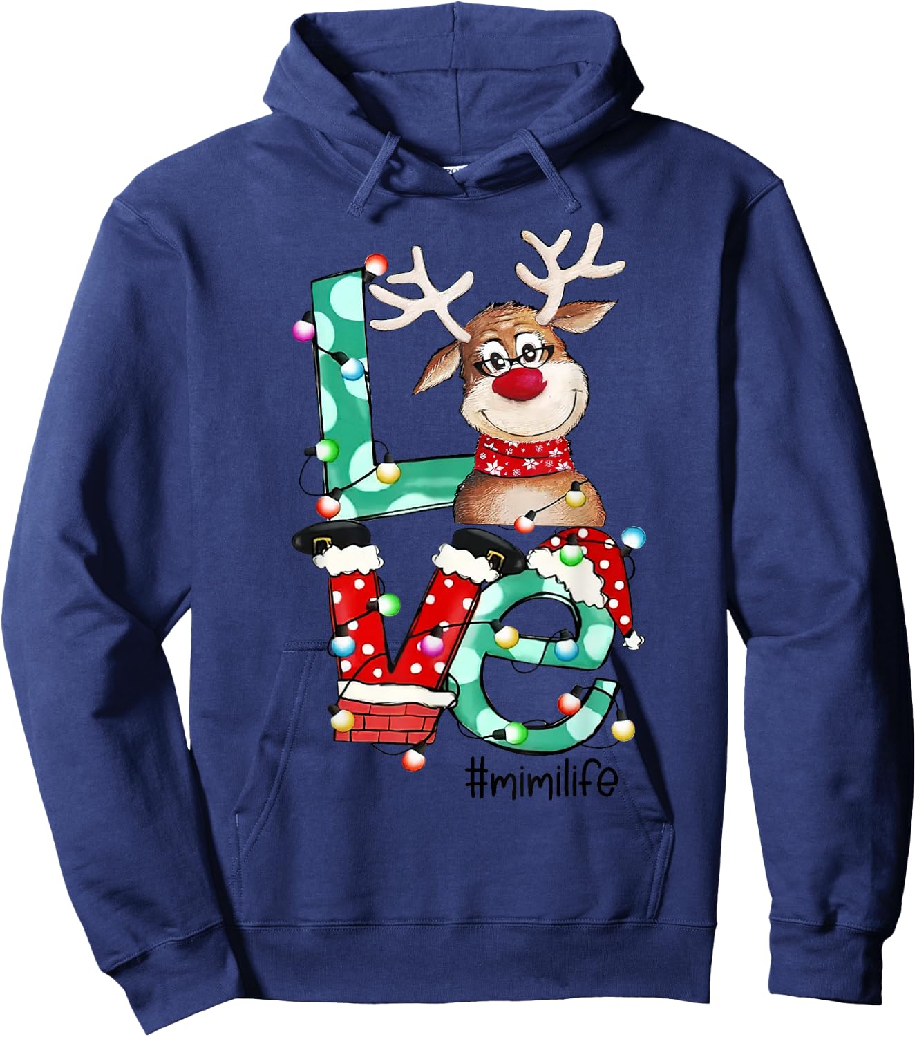 Mimi Life Reindeer Grandma Christmas Xmas Holiday Women Hoodie - Hoodie | Navy