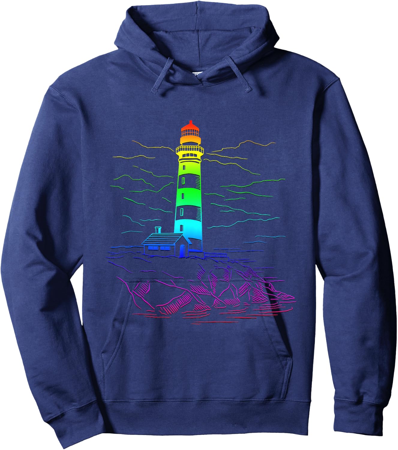 LGBT Lighthouse Homosexual Boating Seaside Rainbow Sailing Hoodie - Hoodie | Navy