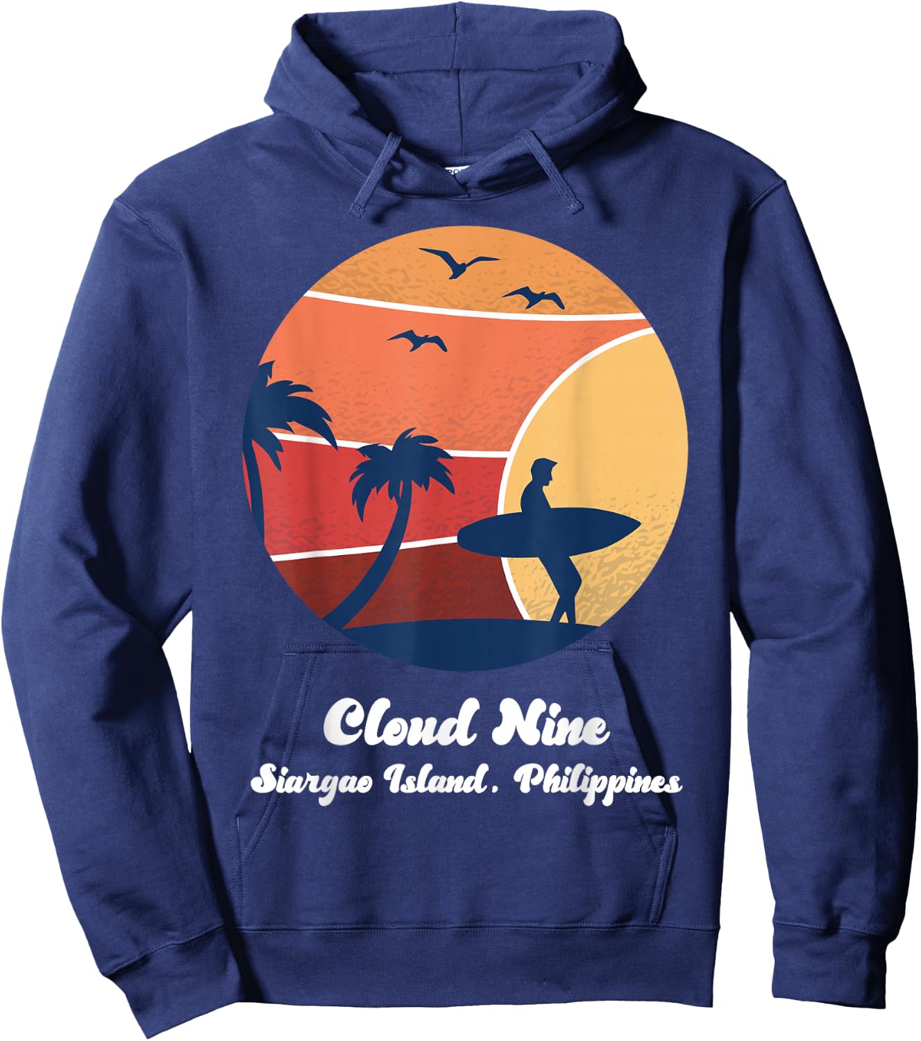 Cloud Nine Siargao Island Philippines Surfing Vintage Surfer Hoodie - Hoodie | Navy