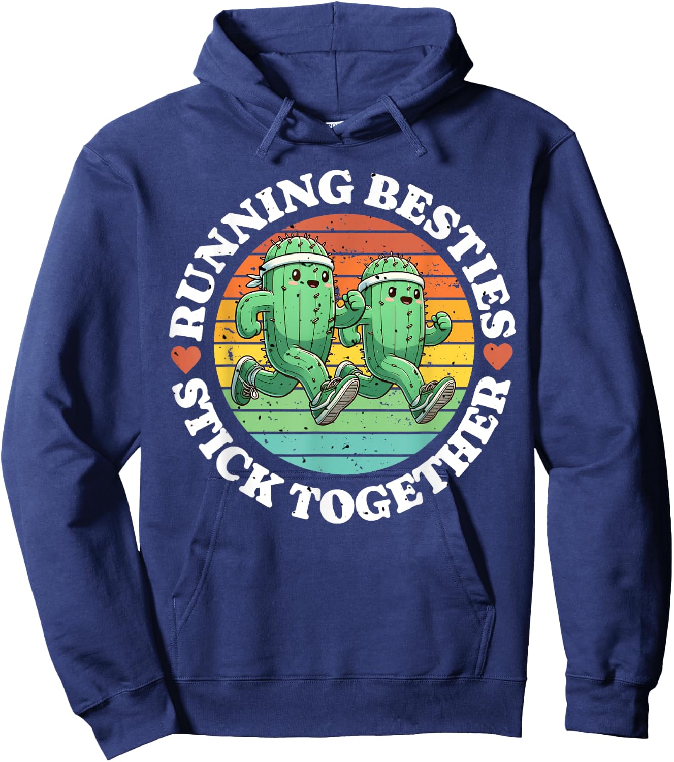 Running Besties Stick Together Cactus Matching Running Buddy Hoodie - Hoodie | Navy