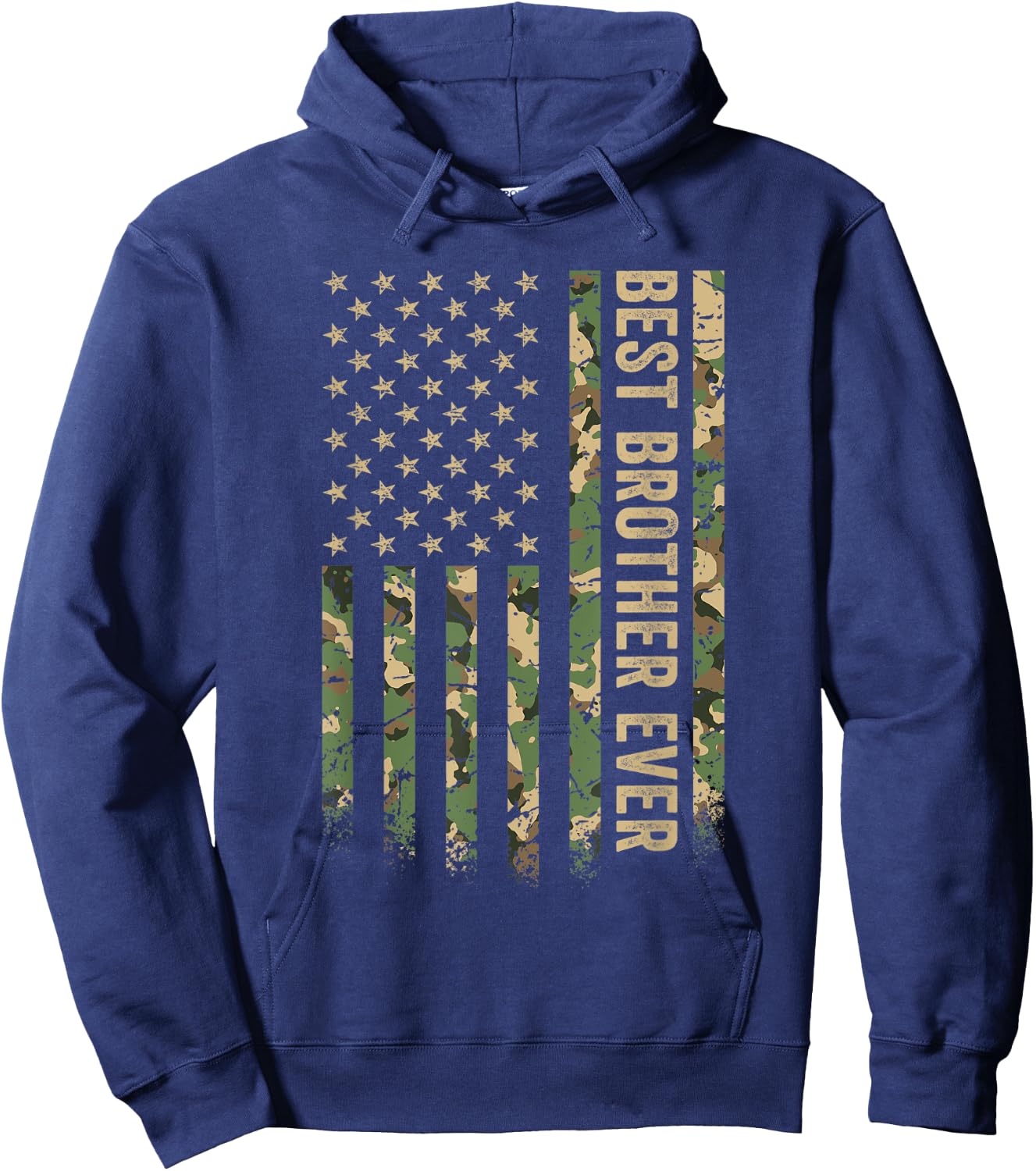 Best Brother Ever American Flag Camo Veteran Patriotic for Kids Men Hoodie - Hoodie | Navy