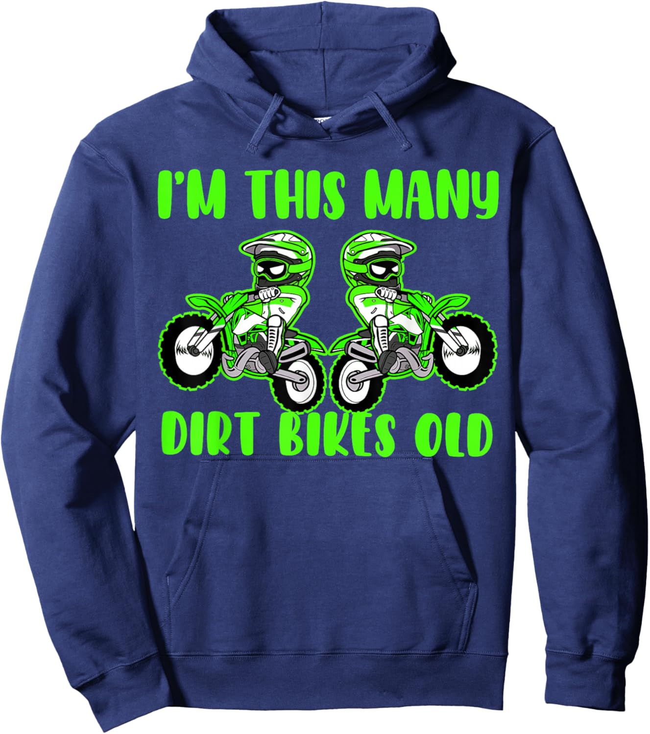 I'm This Many Dirt Bikes 2 Year Old 2nd Birthday Motocross Hoodie - Hoodie | Navy
