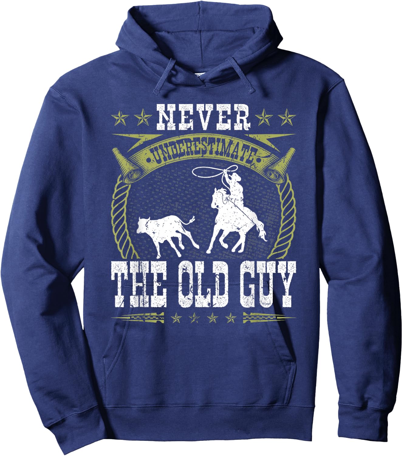 Breakaway Roping Old Guy Cowboy Rodeo Men Calf Roping Hoodie - Hoodie | Navy