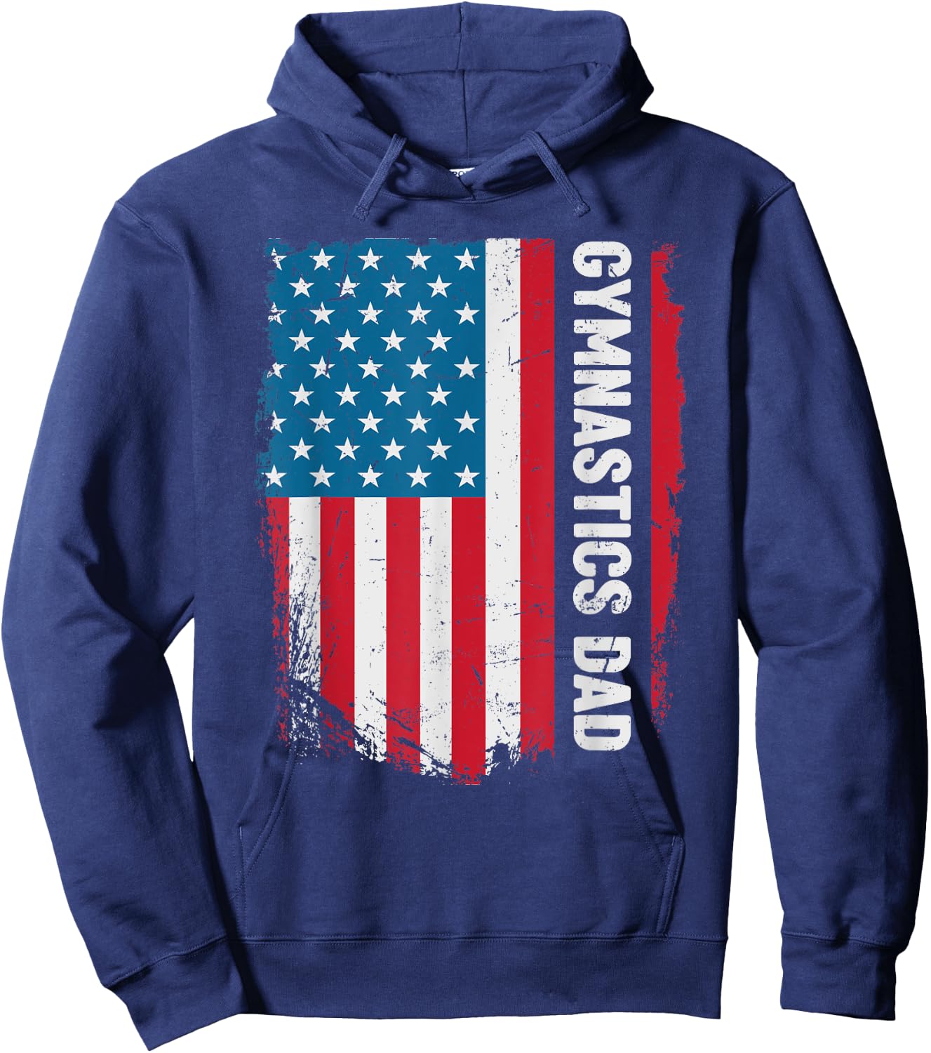 Funny Gymnastics Dad America US Flag Patriot Vintage Gift Hoodie - Hoodie | Navy