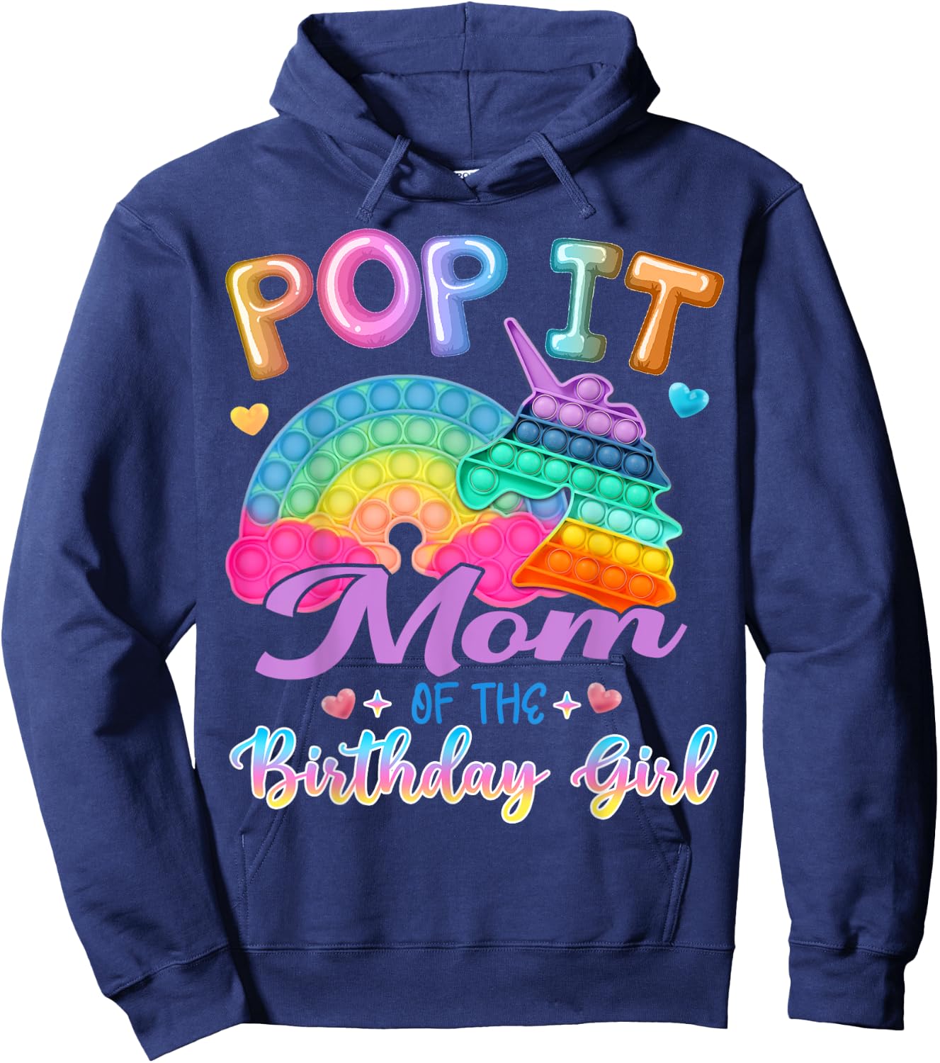 Pop It Mom of the Birthday Girl Fidget Kids Family Matching Hoodie - Hoodie | Navy
