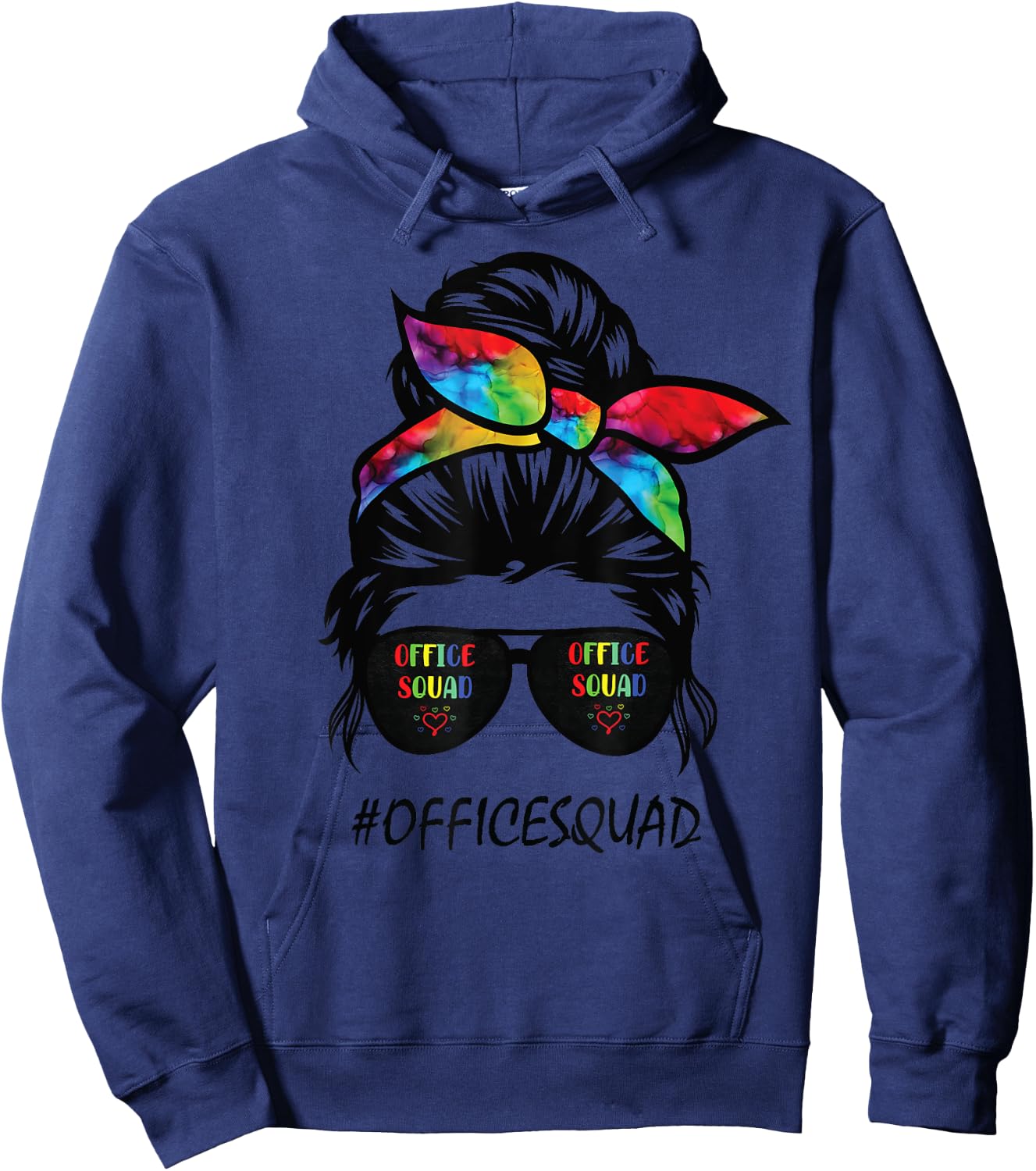 Office Squad life messy bun hair Administrative Assistant Hoodie - Hoodie | Navy