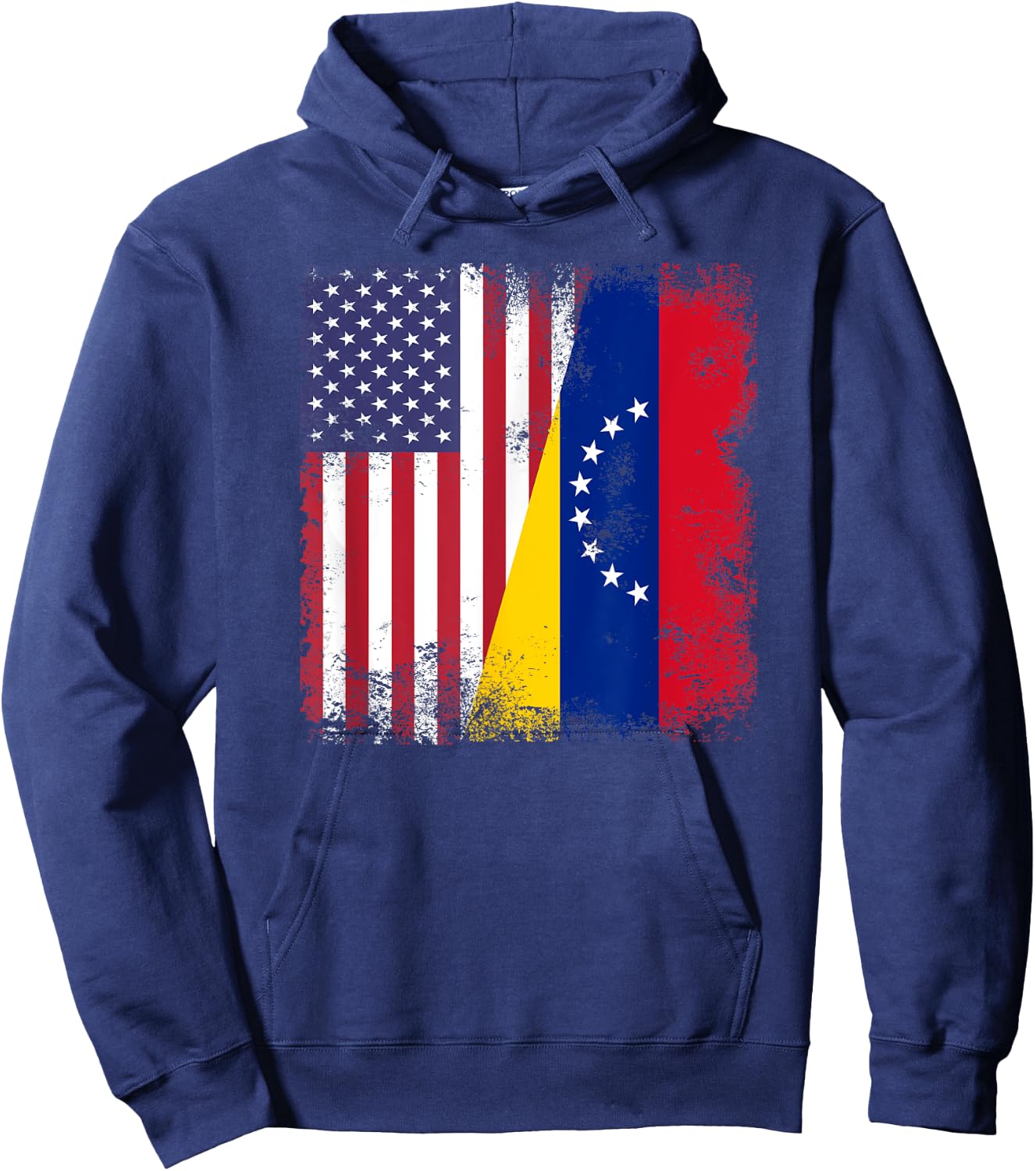 Half Venezuelan Flag | Vintage Venezuela USA Gift Hoodie - Hoodie | Navy