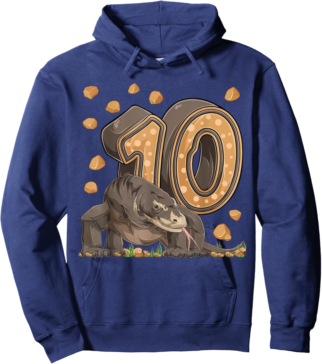 10 Year Old Komodo dragon Reptile 10th Birthday Party B-day Hoodie - Hoodie | Navy