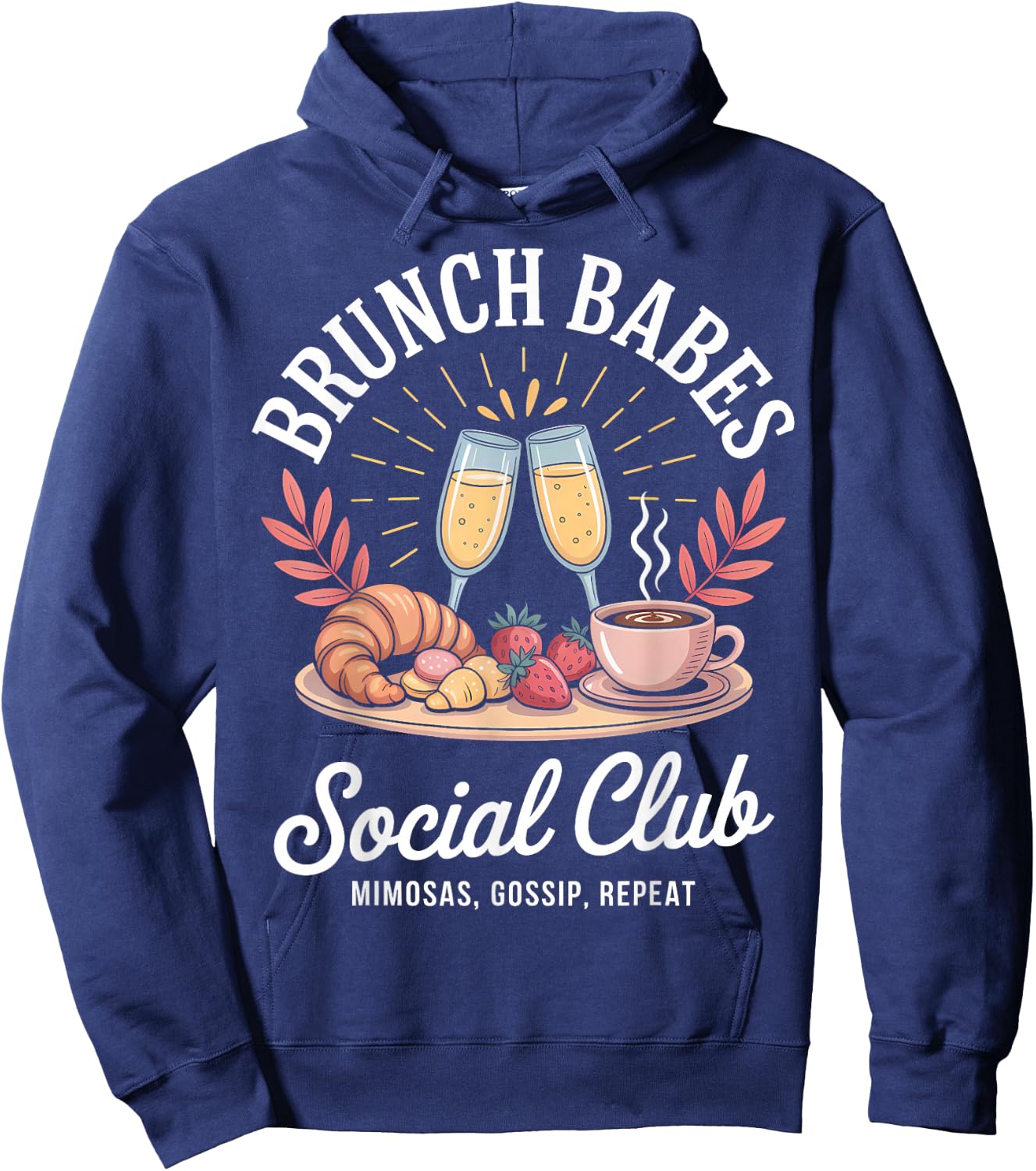 Brunch Babes Social Club Cute Besties Weekend Hoodie - Hoodie | Navy