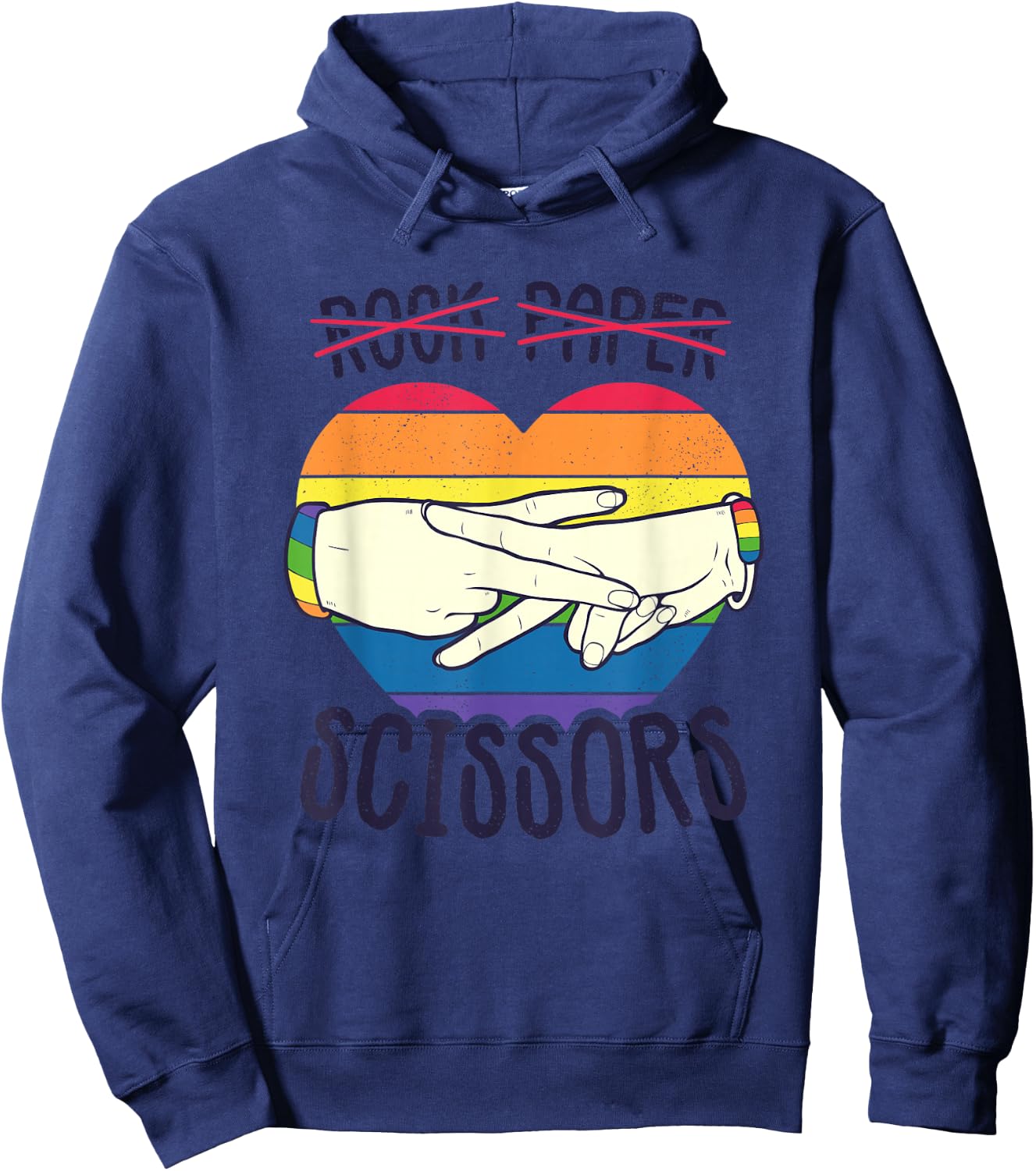 Funny Lesbian Pride Flag Rock Paper Scissors Lesbian Pride Hoodie - Hoodie | Navy