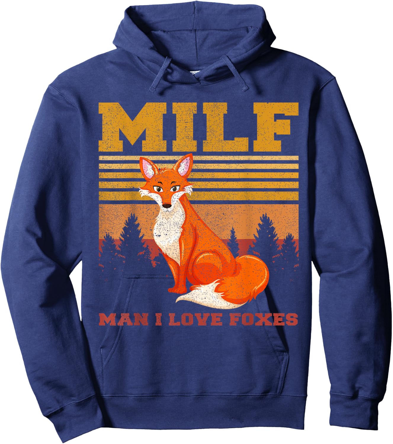 Retro Vintage MILF Man I Love Foxes Fox Zoo Animal Lover Men Hoodie - Hoodie | Navy