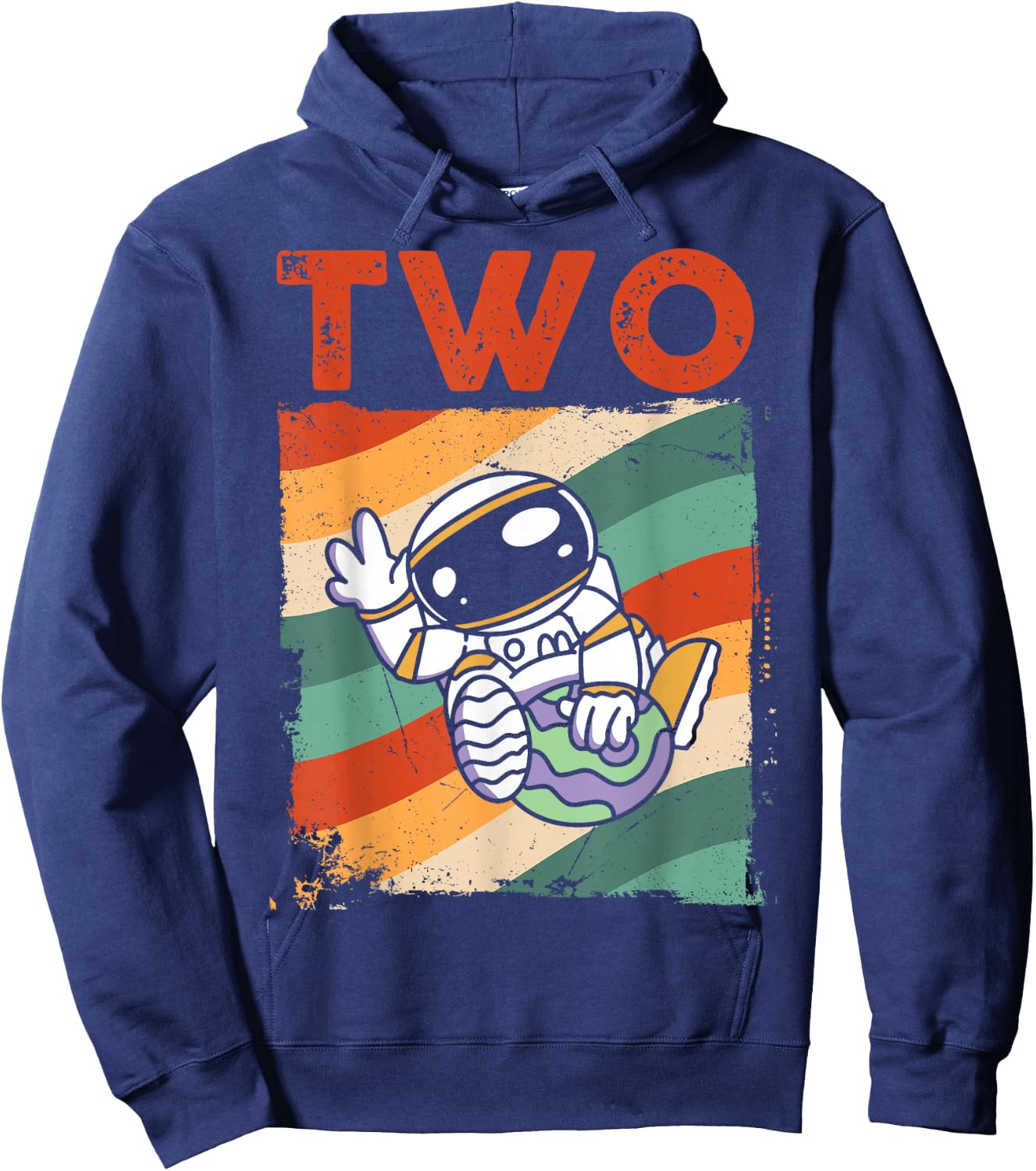 2 Years Old Birthday Boy Retro Astronaut 2nd Birthday Hoodie - Hoodie | Navy
