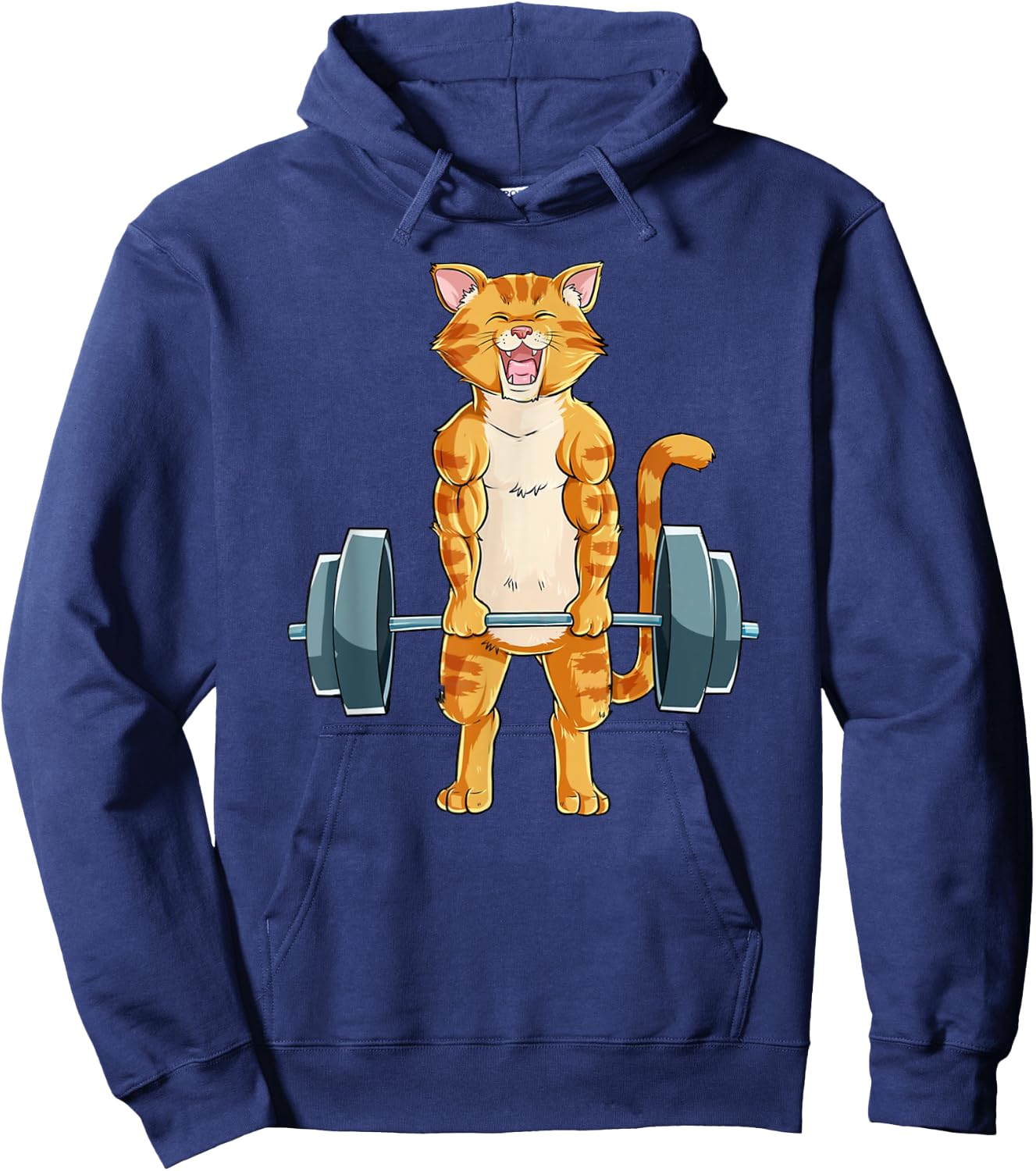 Cute Cat Powerlifting Weightlifting Deadlifting Gym Lover Hoodie - Hoodie | Navy