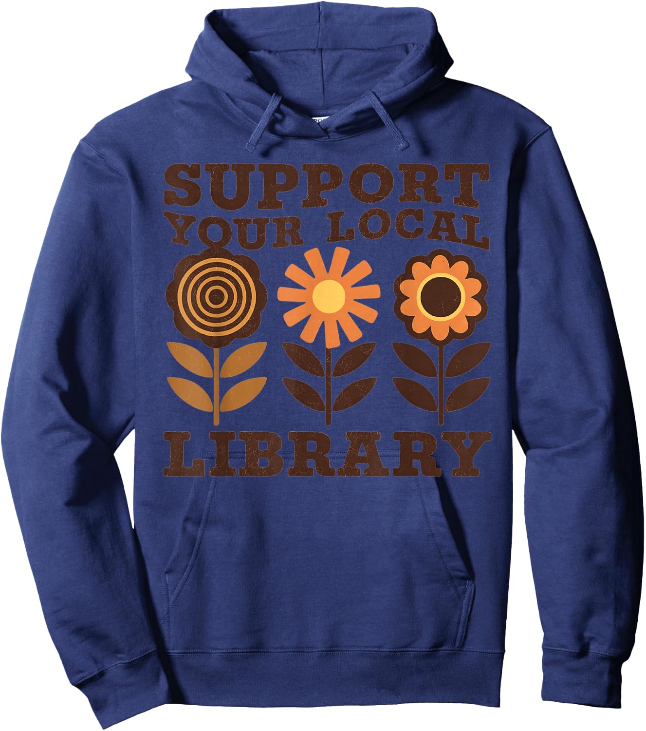 Groovy Support Your Local Library Book Reader Lover Bookworm Hoodie - Hoodie | Navy