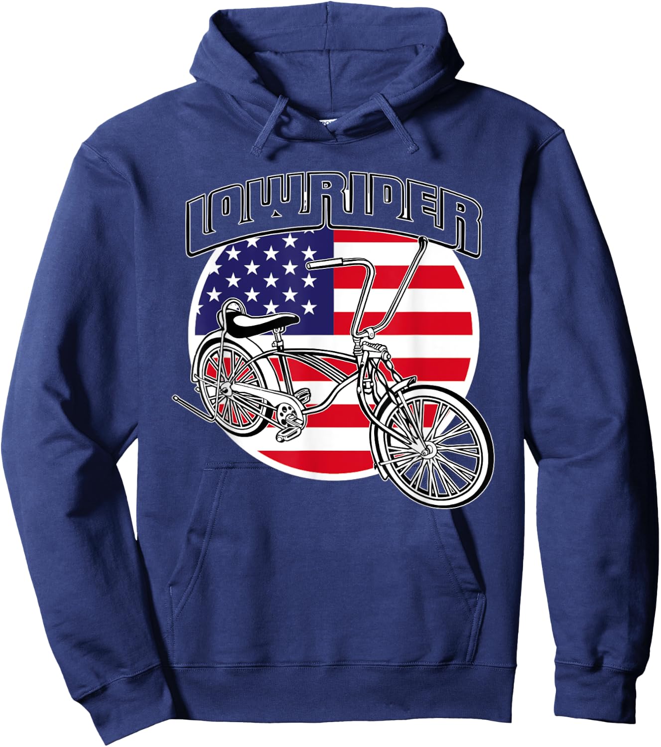 Low Rider Bicycle American Flag Chicano Lowrider Bike Hoodie - Hoodie | Navy