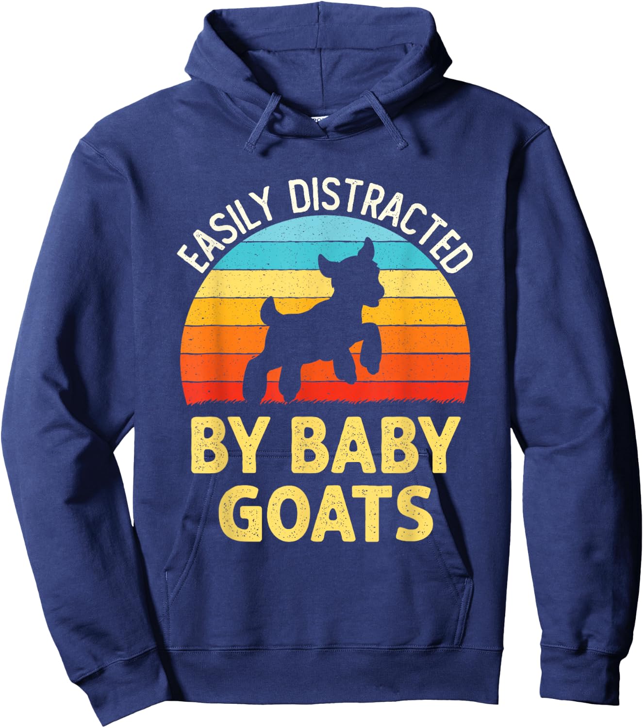 Easily Distracted By Baby Goats Funny Goat Lovers Graphic Hoodie - Hoodie | Navy