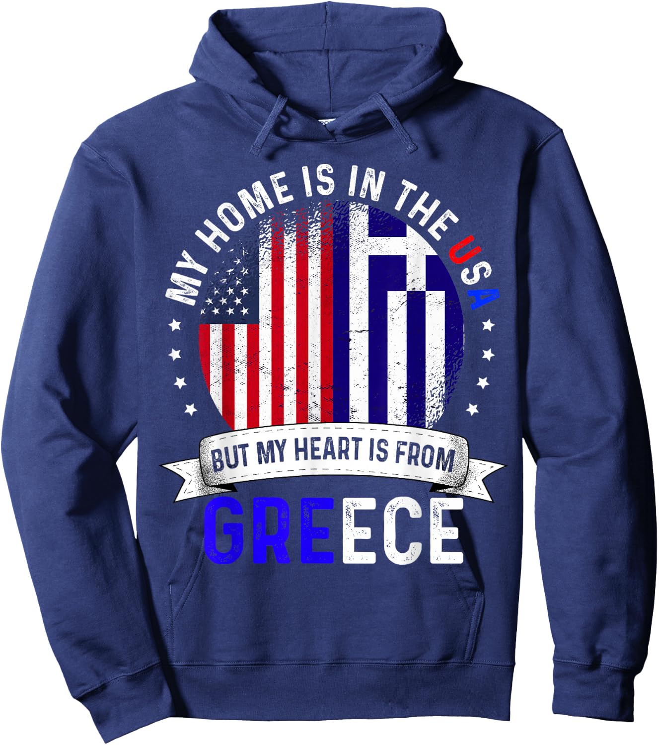 Greek American Patriot Heart is from Greece Flag Hoodie - Hoodie | Navy