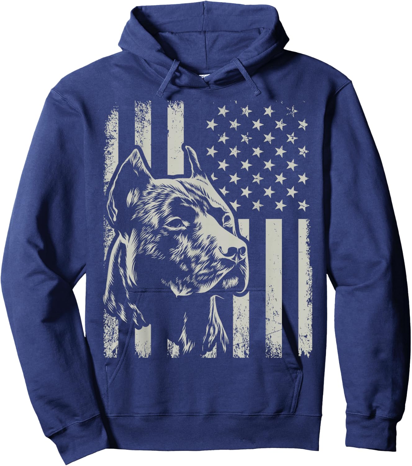 Proud Patriotic Pit Bull Owner Lover American Flag Hoodie - Hoodie | Navy