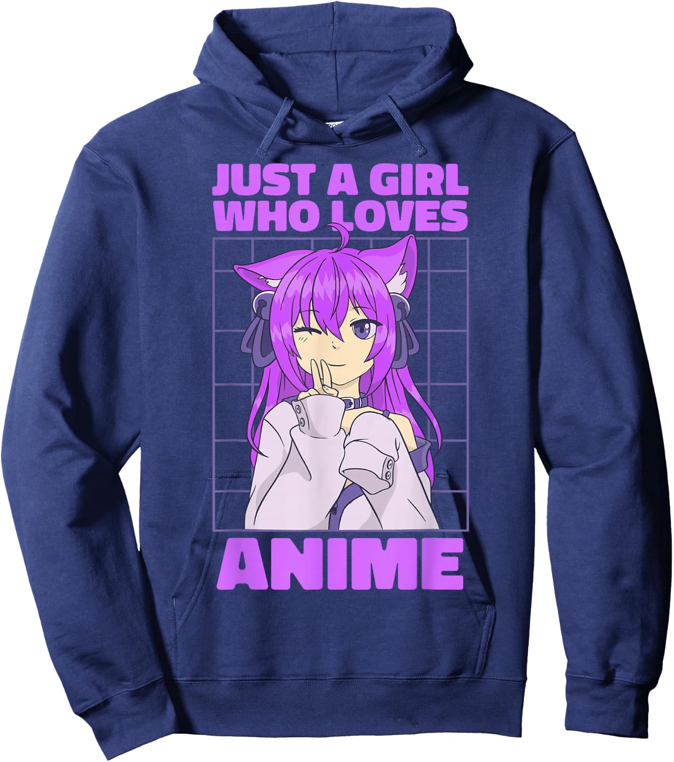 Just A Girl Who Loves Anime. Anime Girl. Anime Merch. Otaku Hoodie - Hoodie | Navy