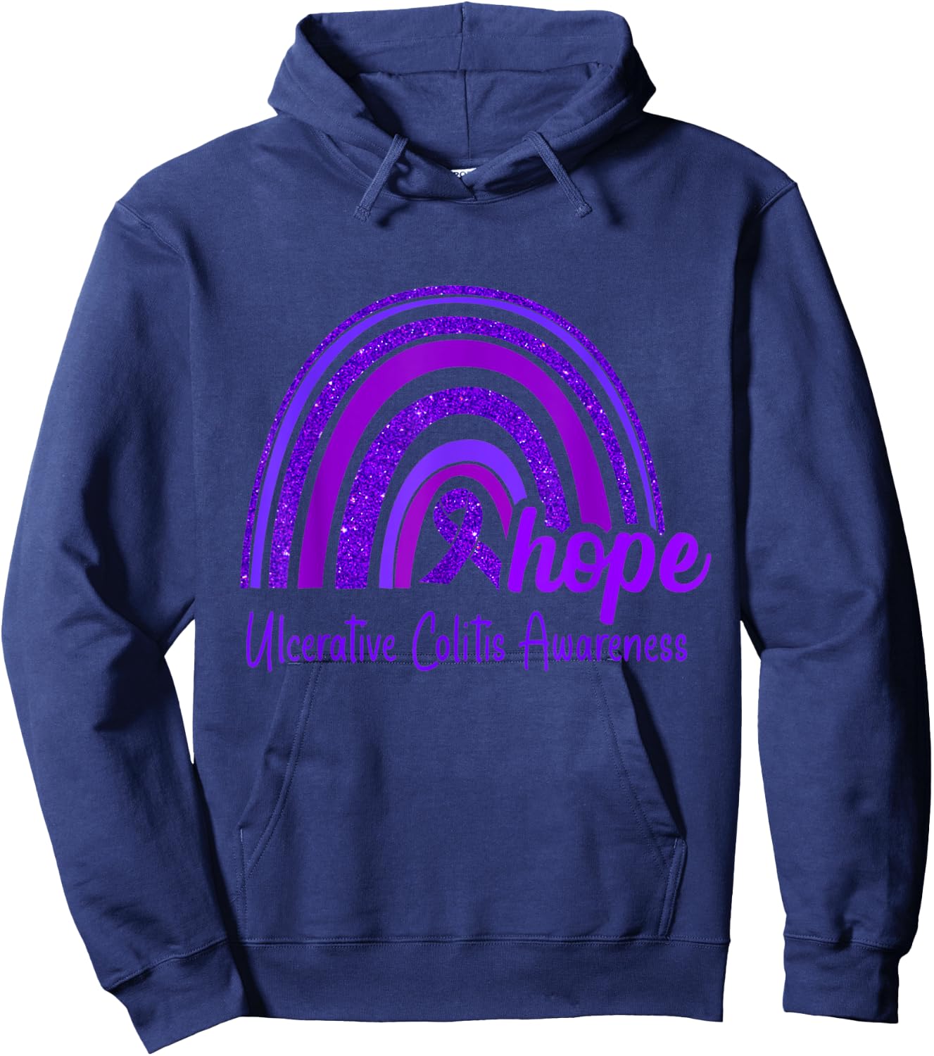 Ulcerative Colitis Awareness Hope Rainbow Hoodie - Hoodie | Navy