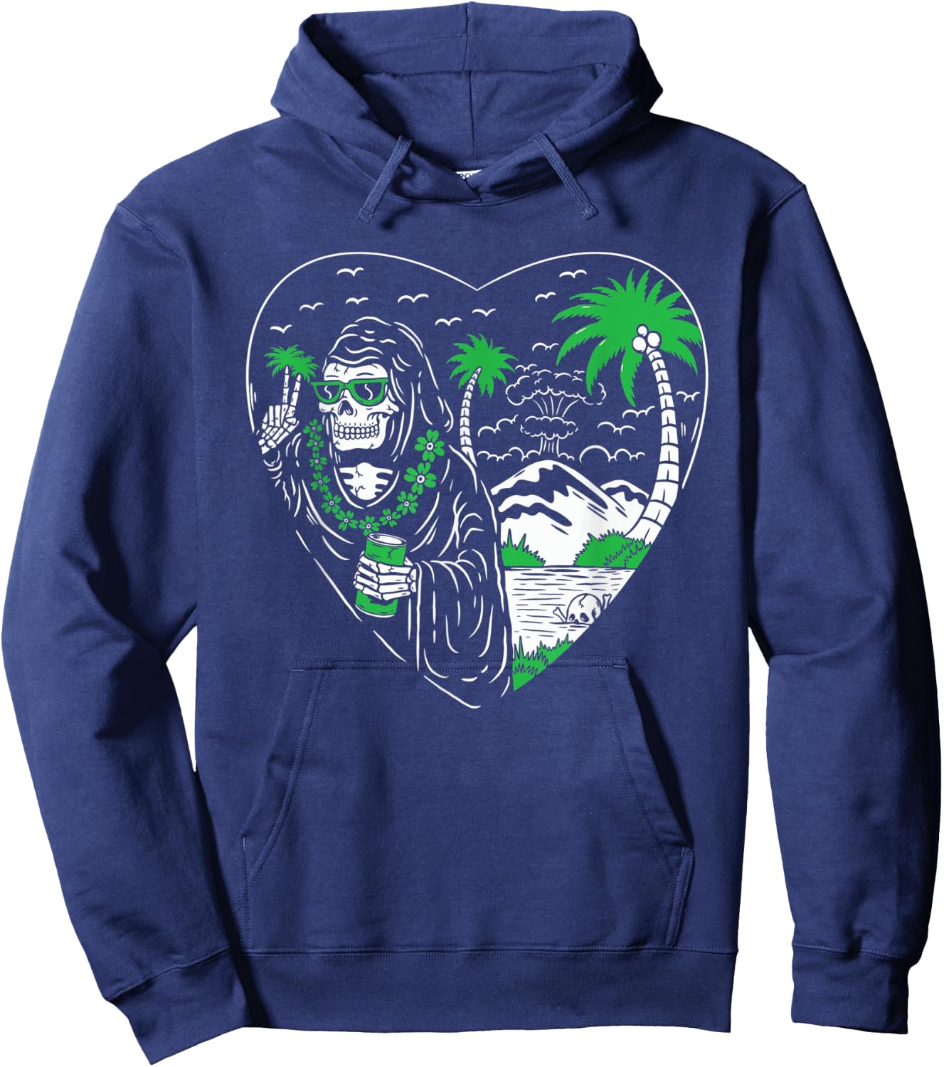 Grim Reaper American Traditional Tattoo Ink Old School Flash Hoodie - Hoodie | Navy