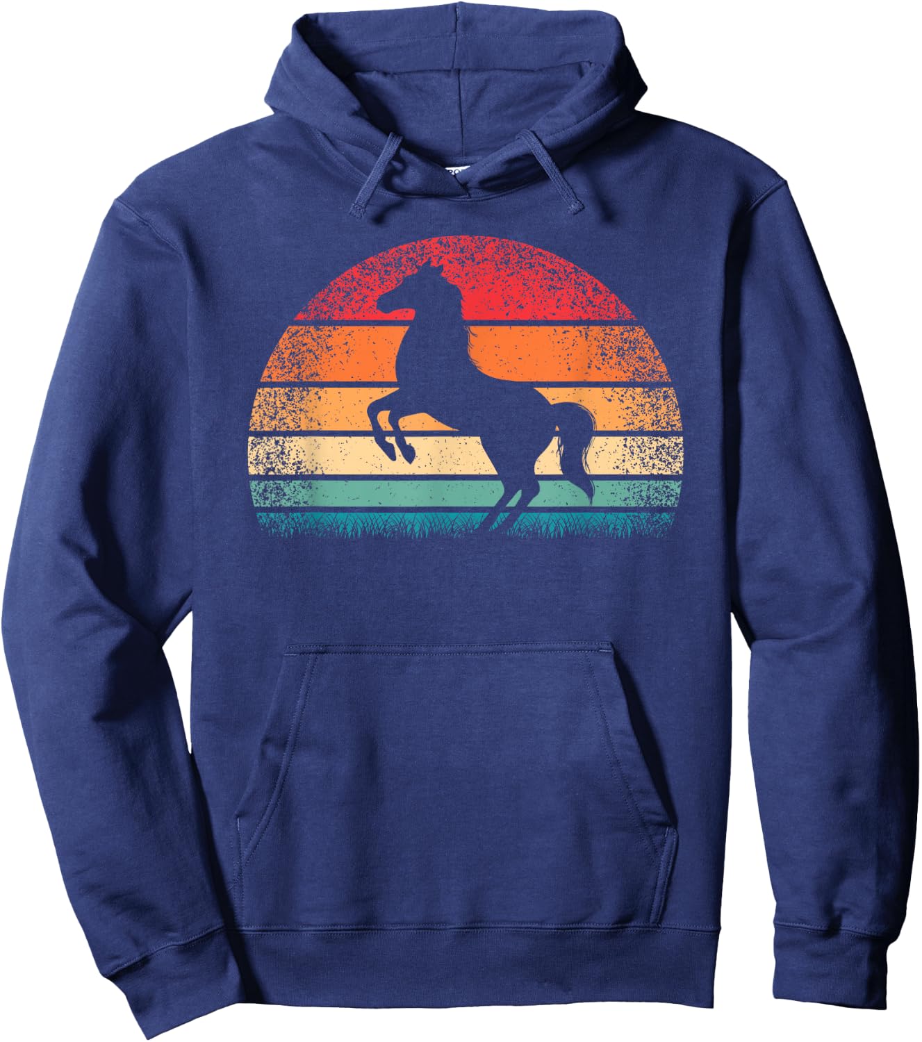 Retro Horse Vintage Horseback Riding Western Men Women Kids Hoodie - Hoodie | Navy