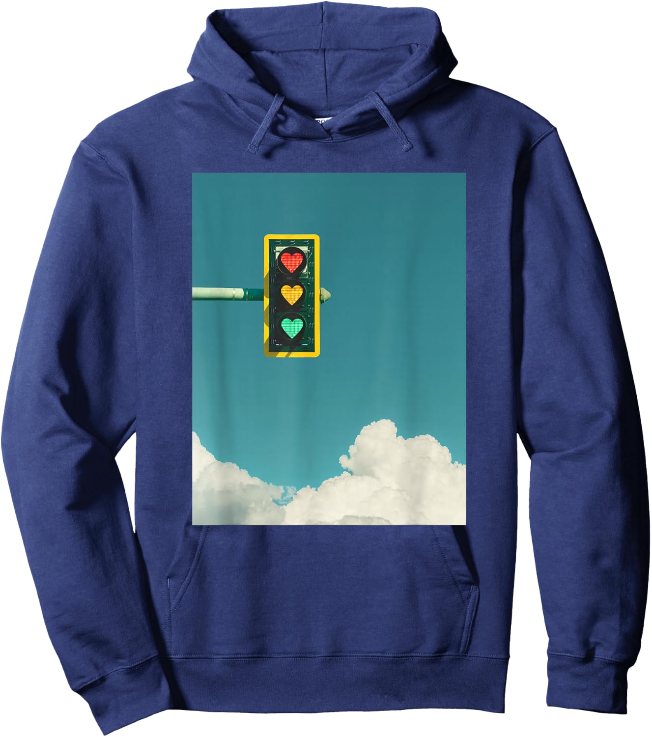 Indie Aesthetic y2k Light Traffic Heart Teen Girls 90s Hoodie - Hoodie | Navy