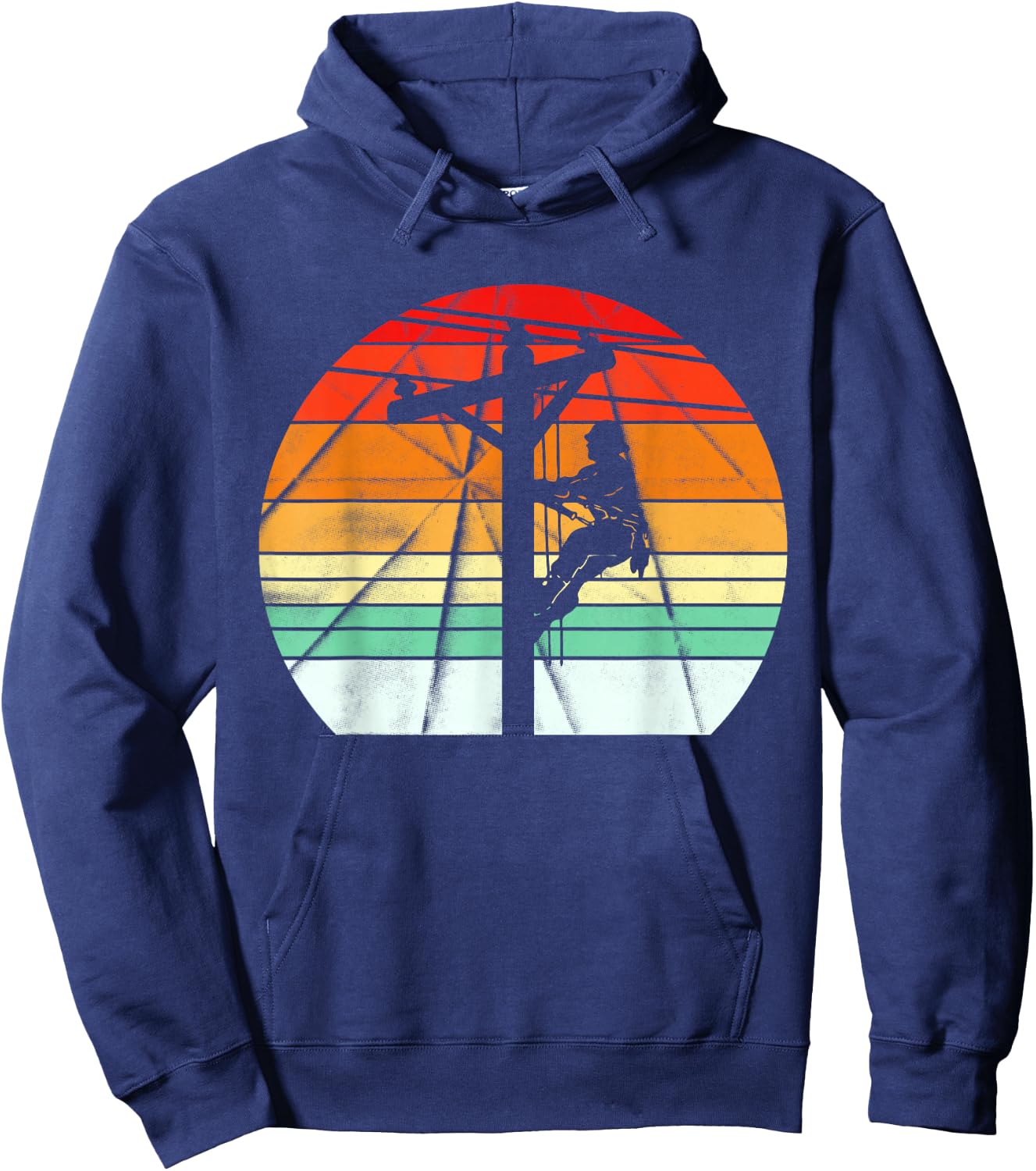Lineman Retro Style Electrician Support Your Local Pole Hoodie - Hoodie | Navy