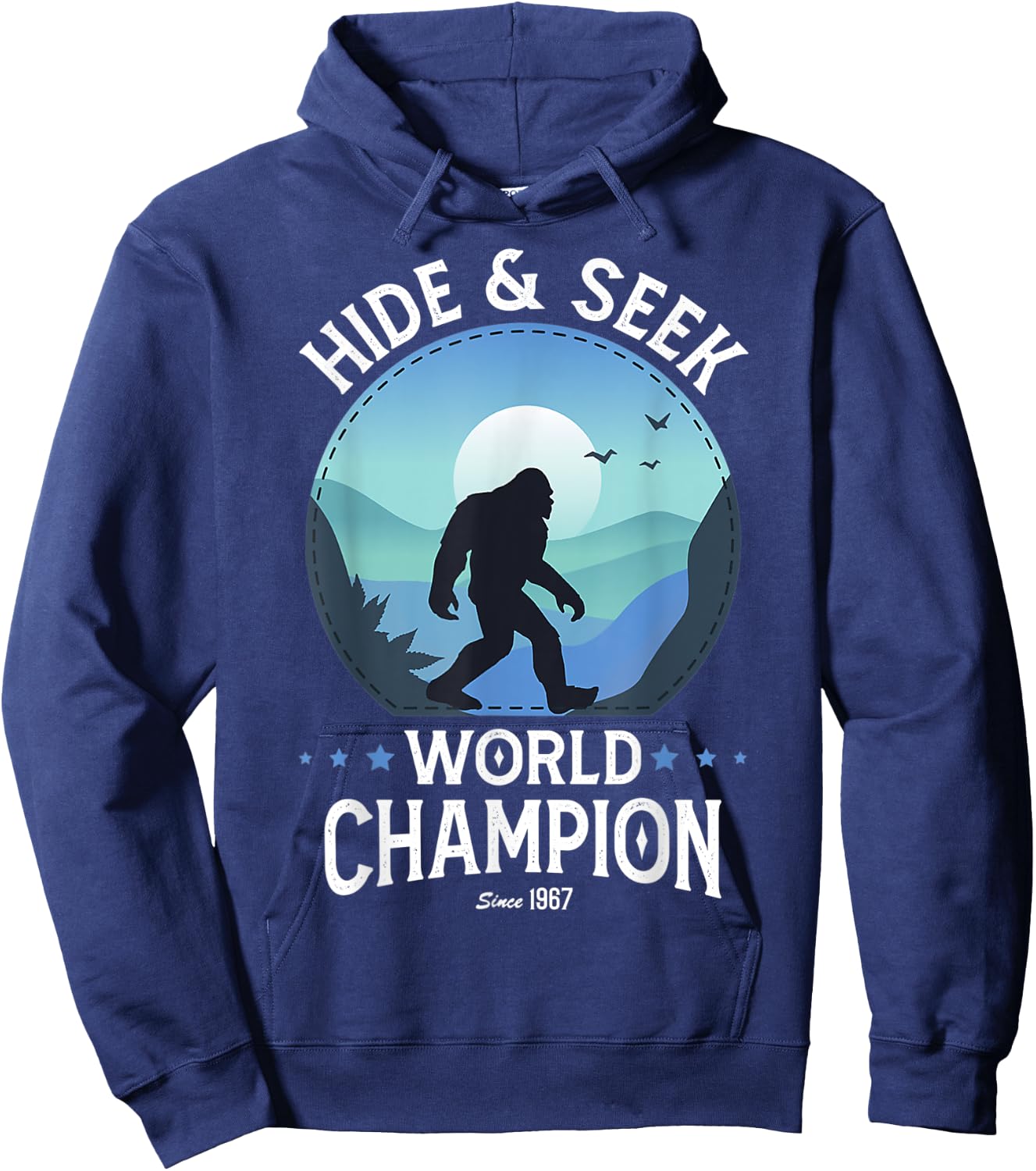 Bigfoot Hide And Seek World Champion Sasquatch Retro Vintage Hoodie - Hoodie | Navy