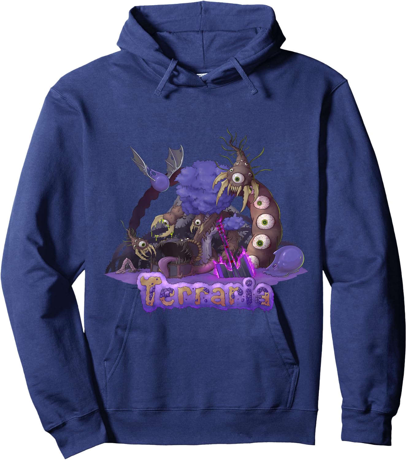 Terraria: The Corruption - Black, -Adults, Short Sleeve, Classic Fit, Cotton, Polyester, Machine Wash, Small Hoodie - Hoodie | Navy