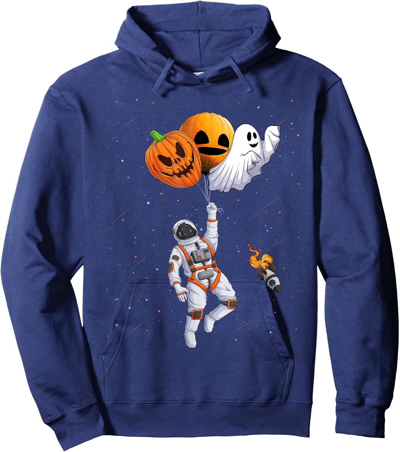 funny kids toddlers jack o lantern Space Astronaut Halloween Hoodie - Hoodie | Navy