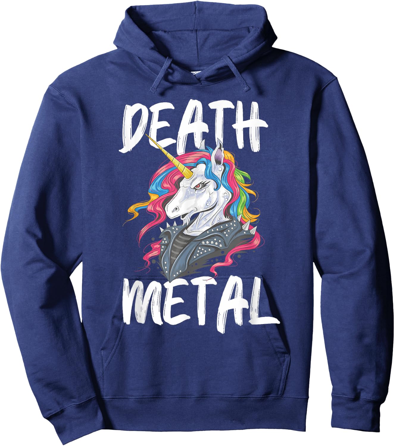 Unicorn Death Metal Rocker Go To Hell Funny Gift Hoodie - Hoodie | Navy