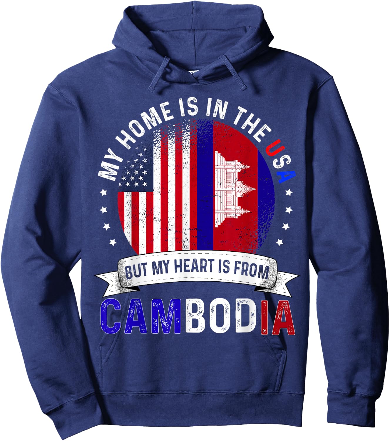 Cambodian American Patriot Heart is from Cambodia Flag Hoodie - Hoodie | Navy