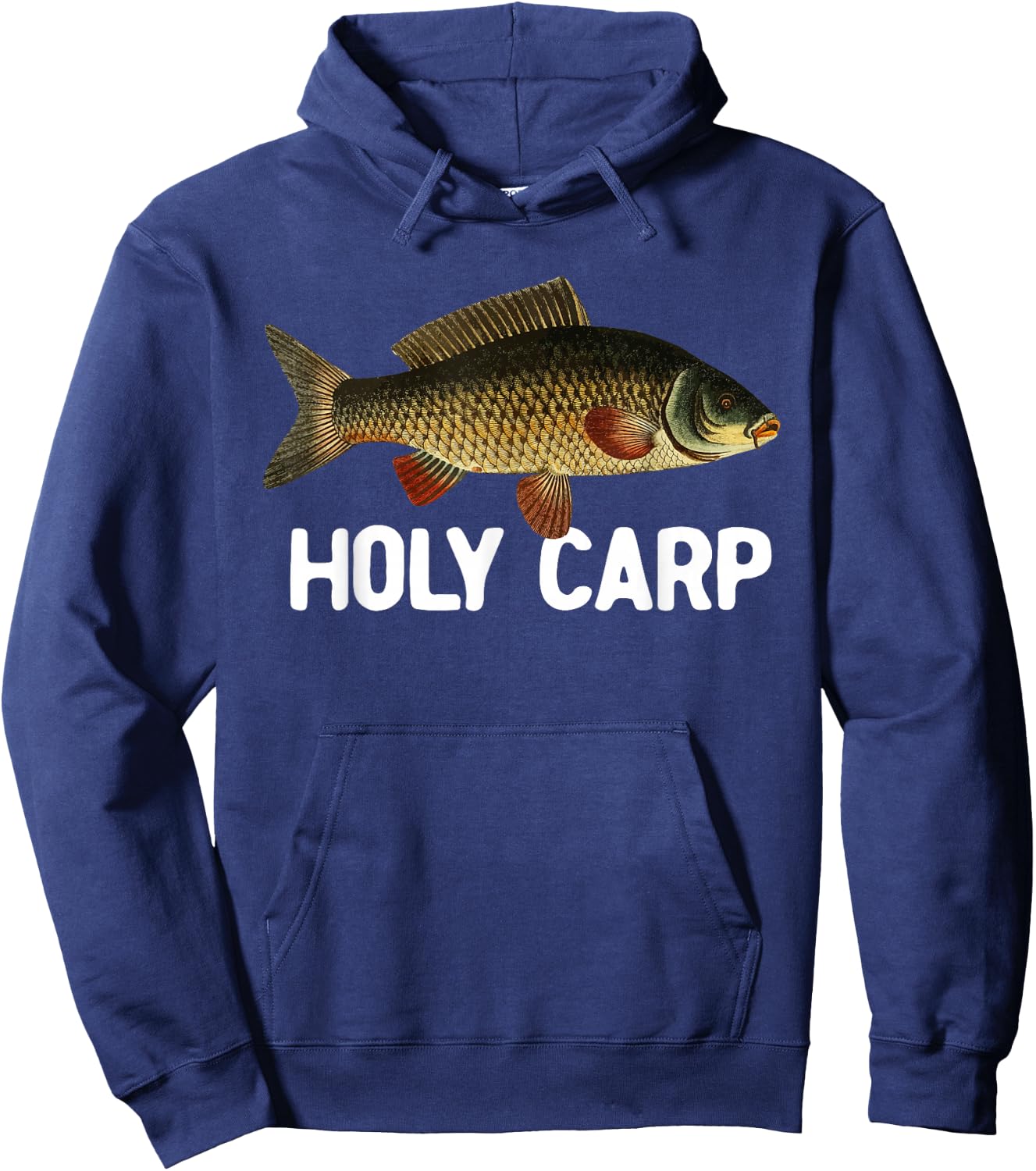 Funny Carp Fish Pun Fishing Trip Fisherman Dad Holy Carp Hoodie - Hoodie | Navy