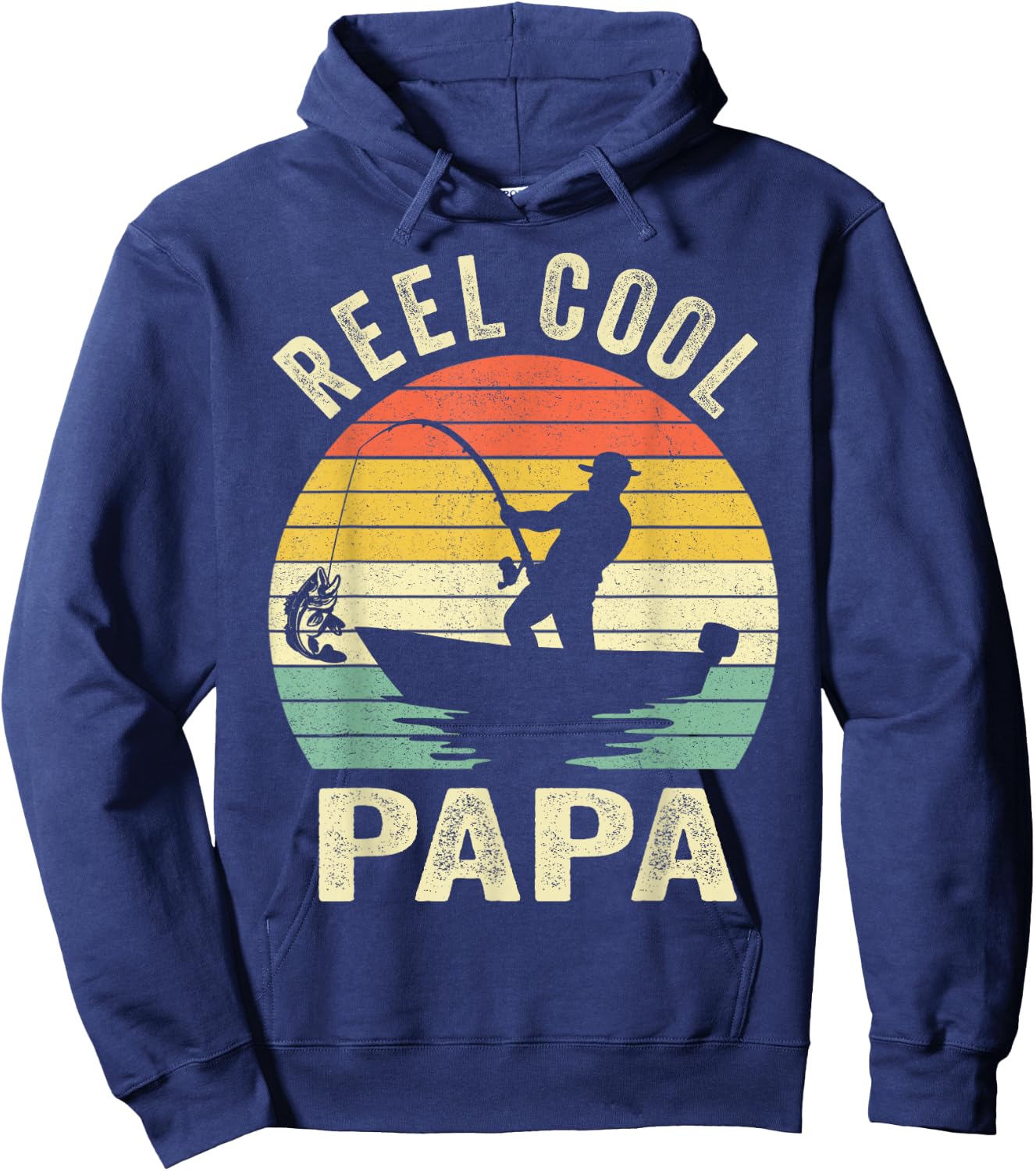 Reel Cool Papa Fishing Dad Gifts Father's Day Fisherman Fish Hoodie - Hoodie | Navy