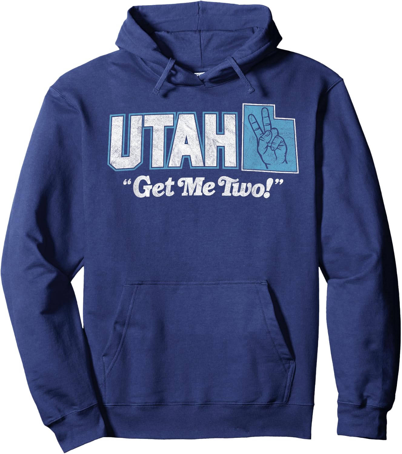 UTAH - state slogan get me two finger hand retro 90s action Hoodie - Hoodie | Navy
