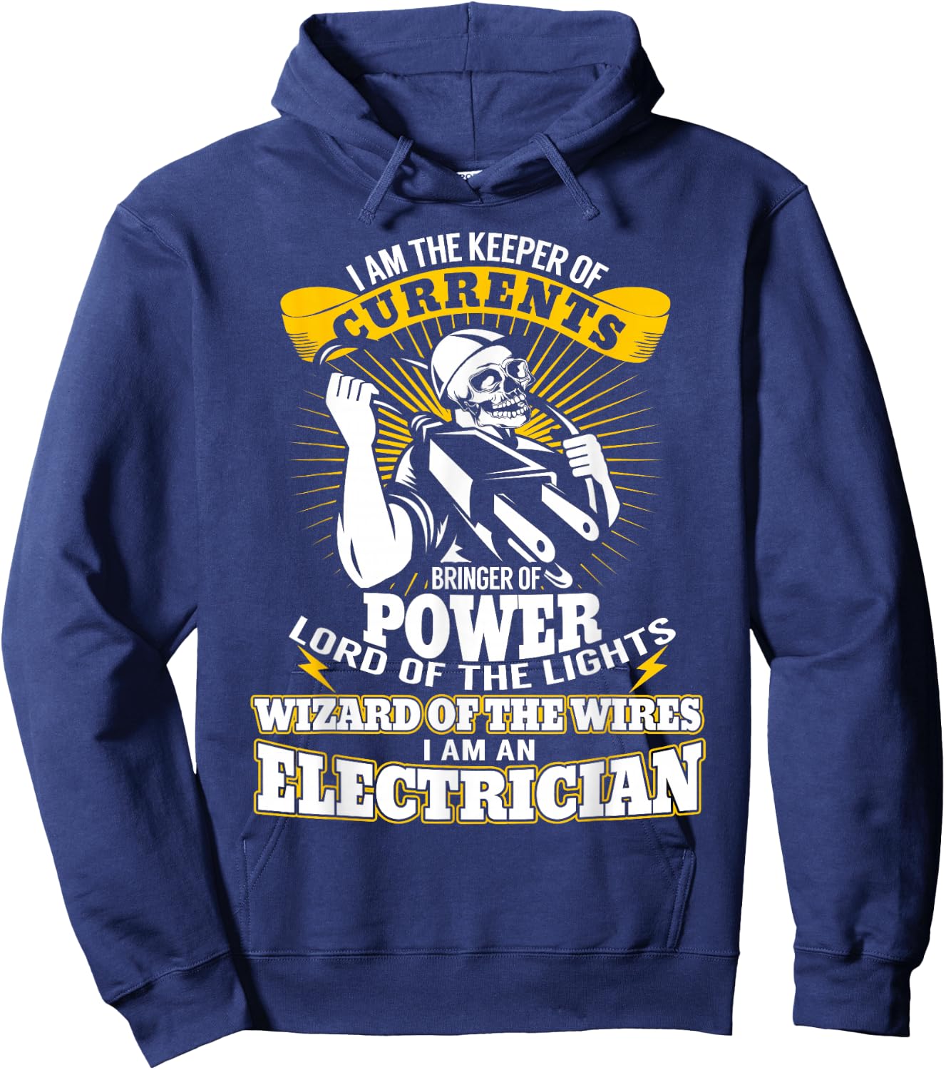 I Am The Keeper of Currents Funny Electrician T Shirt Hoodie - Hoodie | Navy