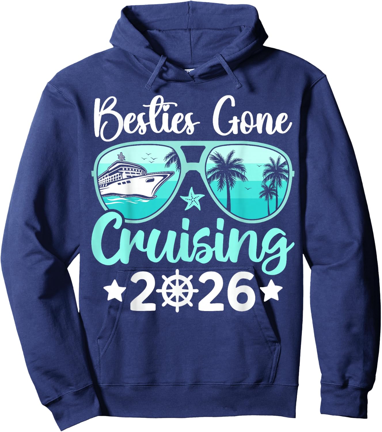 Besties Gone Cruising 2026 Girls Trip Matching Women Cruise Hoodie - Hoodie | Navy
