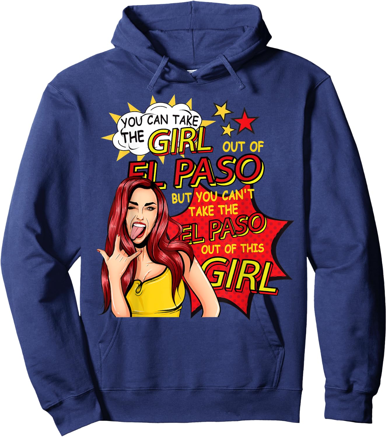 Retro Girl From El Paso - Comic Style - El Paso Girl Hoodie - Hoodie | Navy