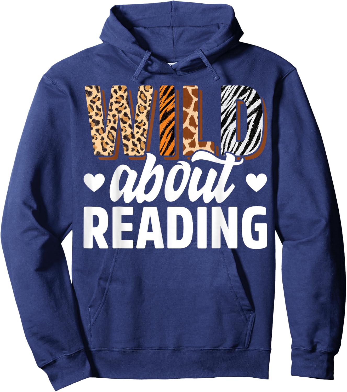 Wild About Reading Teacher Reading Books Back To School Hoodie - Hoodie | Navy