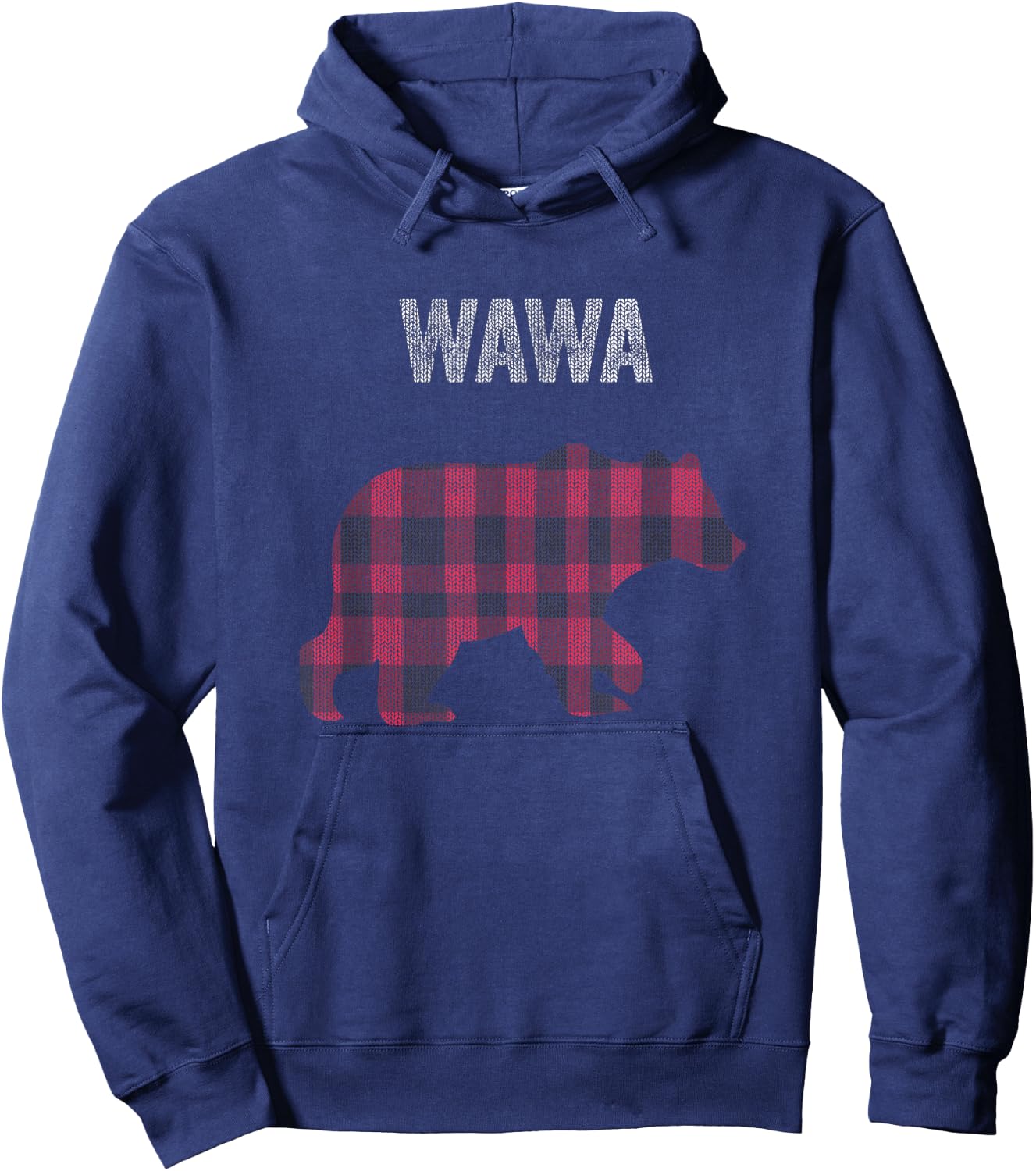 Red Plaid Wawa Bear Buffalo Matching Family Pajama Hoodie - Hoodie | Navy