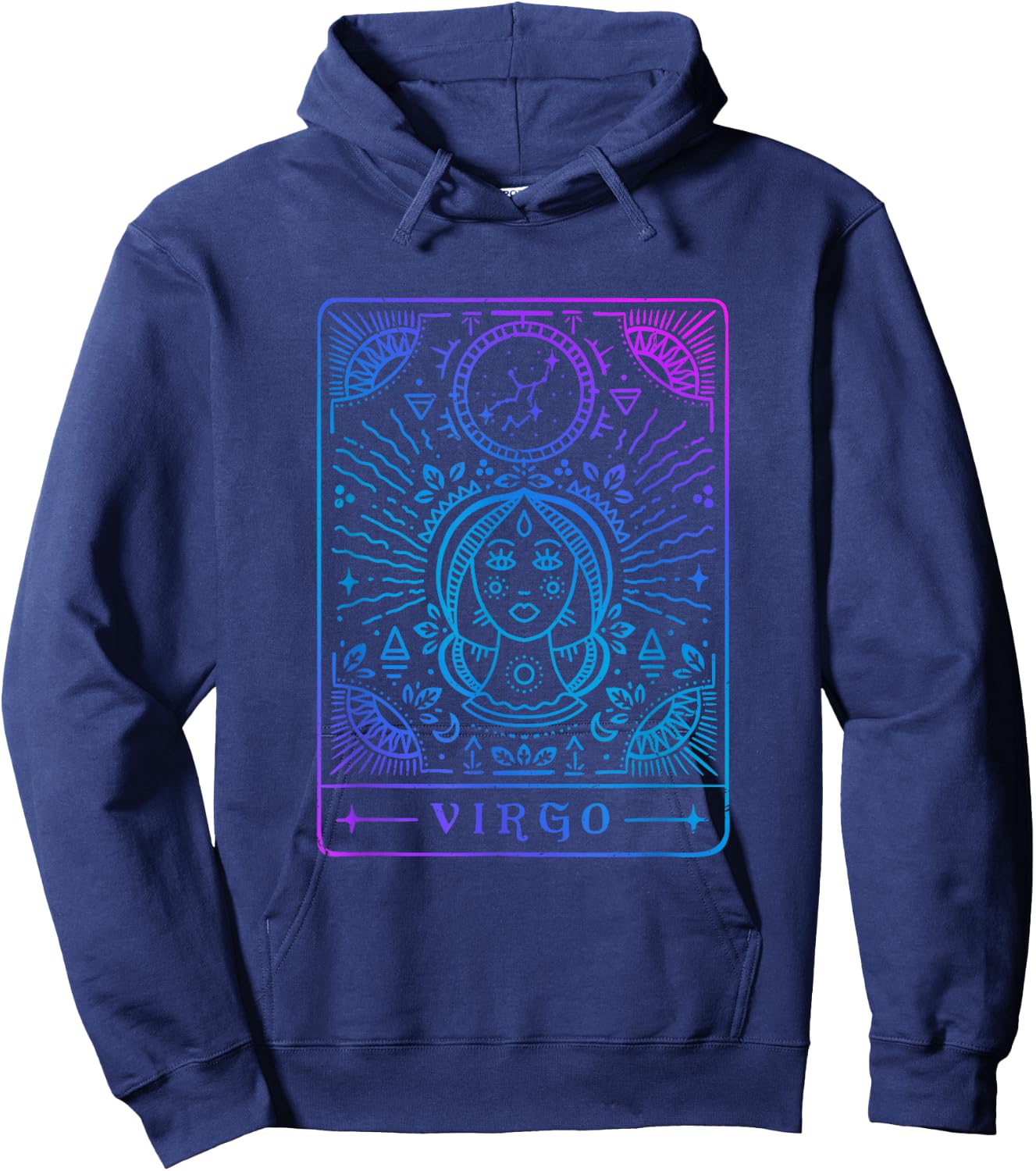 Virgo Hand-Drawn Horoscope Art / Astrology & Zodiac Sign Hoodie - Hoodie | Navy