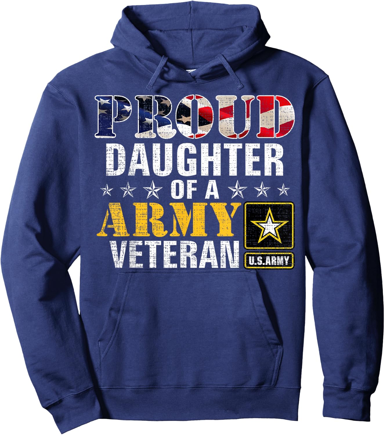 Proud Daughter of A Army Veteran American Flag Military Gift Hoodie - Hoodie | Navy